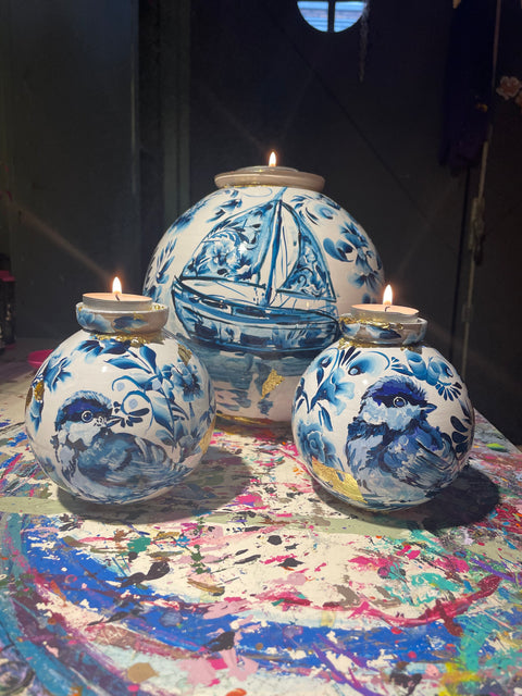 klein huisje | Delft Blauw koolmeesje |