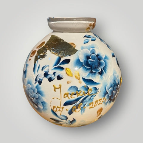 klein huisje | Delft blauw met bloemen |