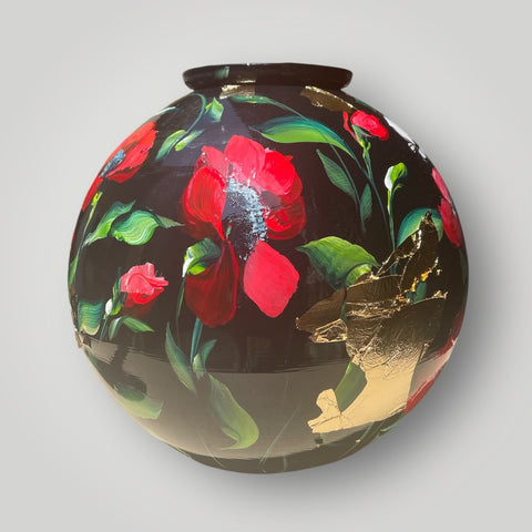groot huisje | Zwart bloemen klaprozen |