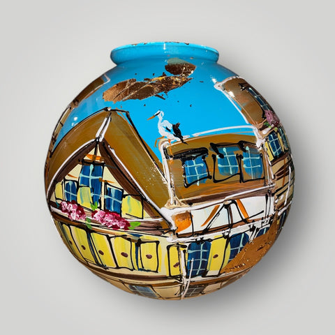 groot huisje | Blauw huisjes en ooievaar |