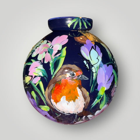 klein huisje | Donker blauw roodborst |