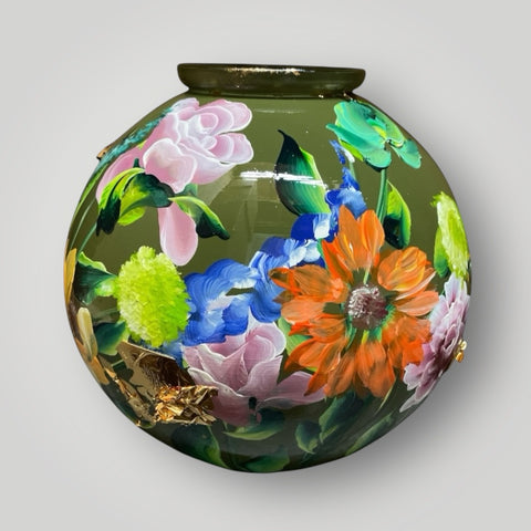groot huisje |  Groen met bloemen |